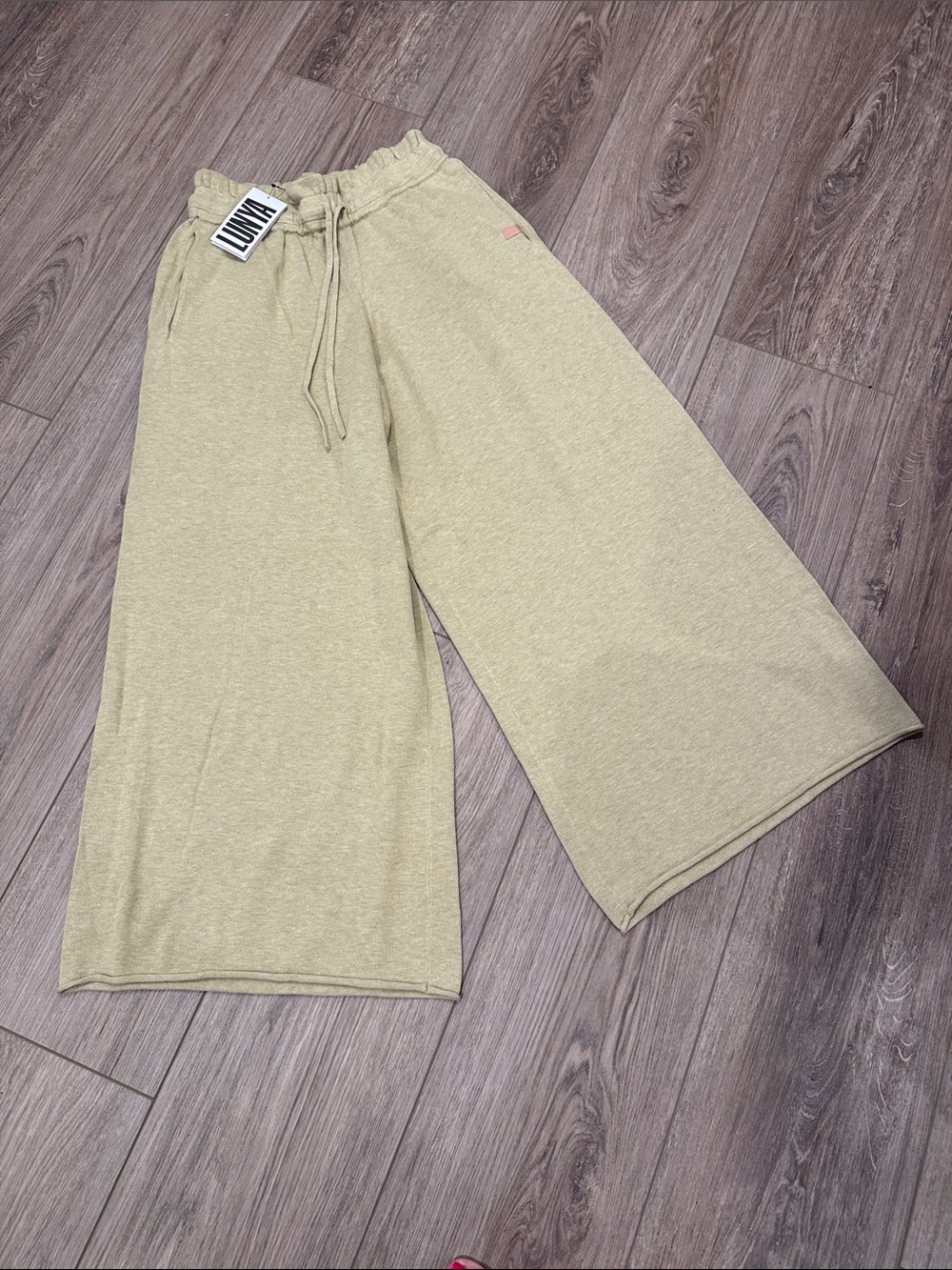 NWT Lunya Cotton Silk Sage Wide-Leg Drawstring Pants